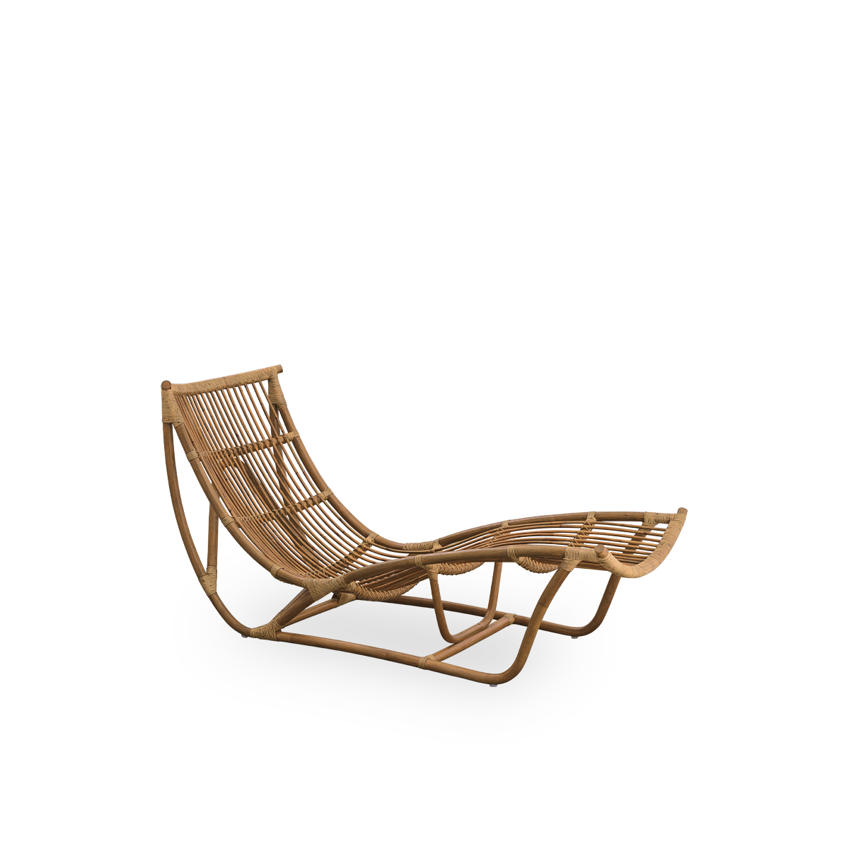 Side view af Michelangelo dagbænk i Antique brown rattan farve. Håndlavet i højkvalitets indonesisk rattan.