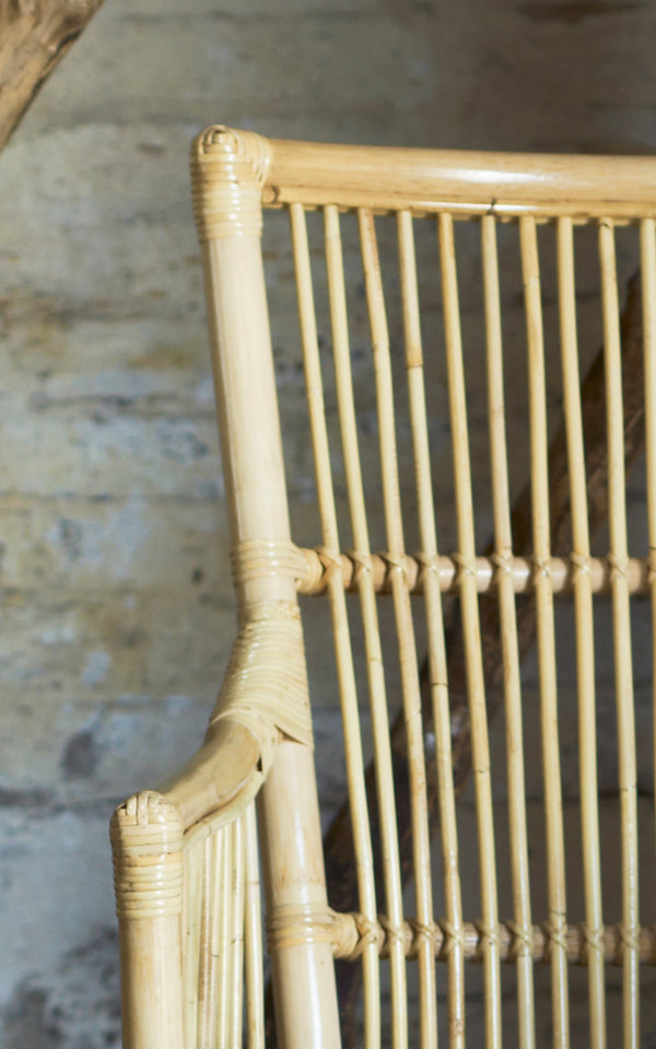 Dette er et nærbillede af Davinci Spisebordsstol i natural rattan.