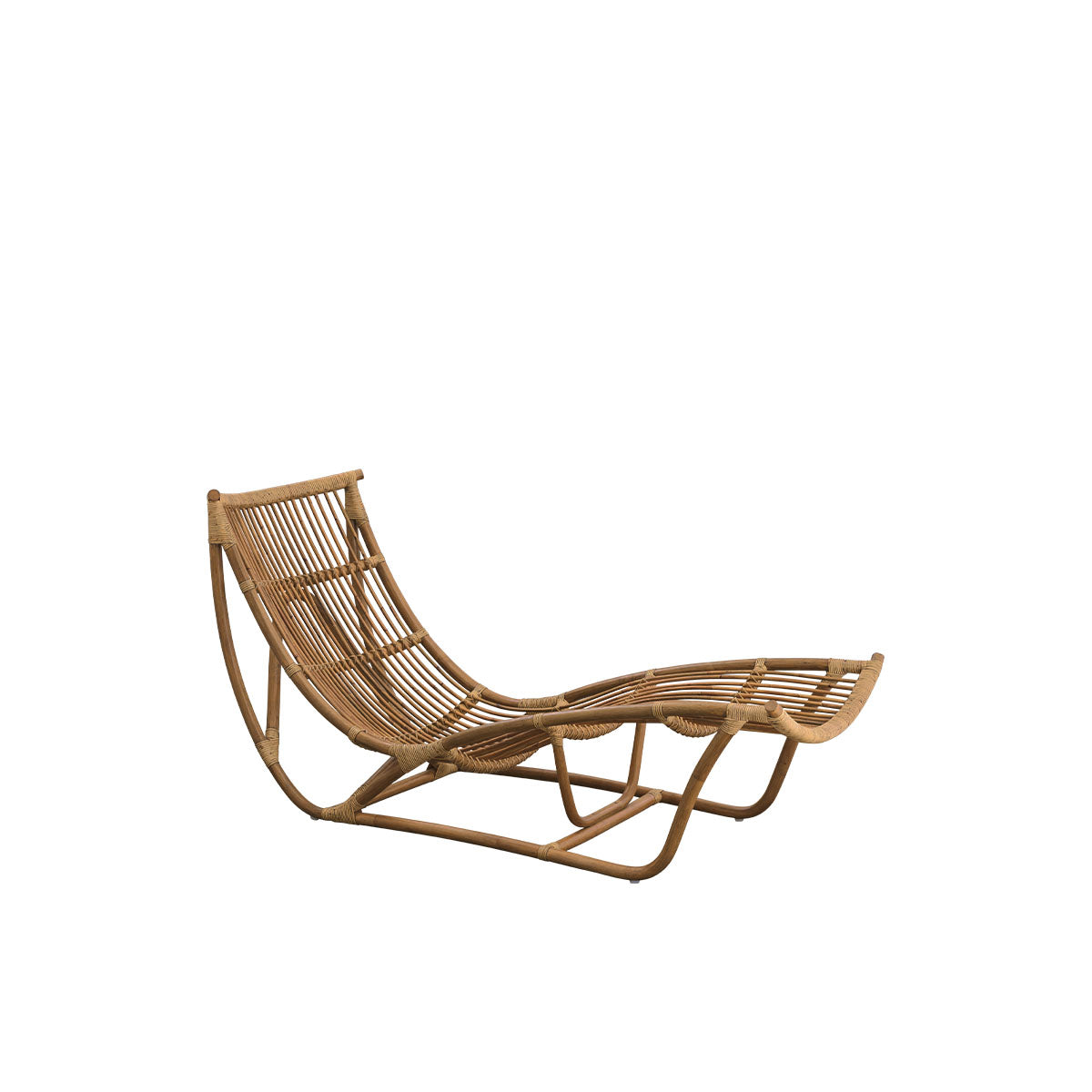 Side view af Michelangelo dagbænk i Antique brown rattan farve. Håndlavet i højkvalitets indonesisk rattan.