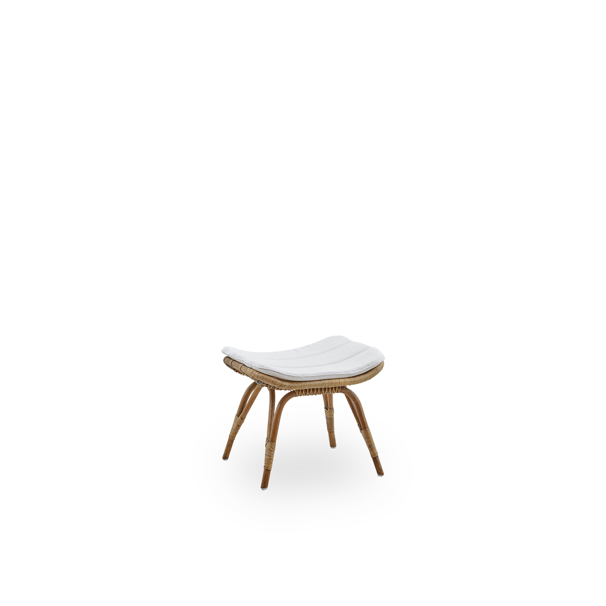 Side view af Monet fodskammel i Antique brown farve, håndlavet i højkvalitets indonesisk rattan.