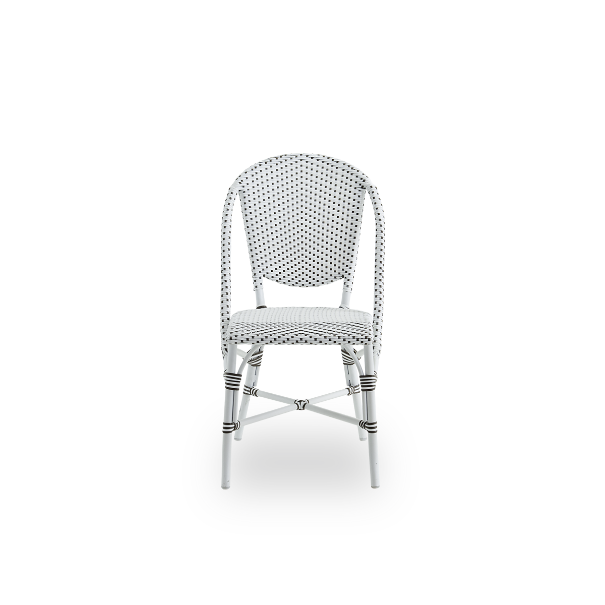Dette er et nærbillede af Sofie i white aluminium frame white w cappuccino dot artfibre.