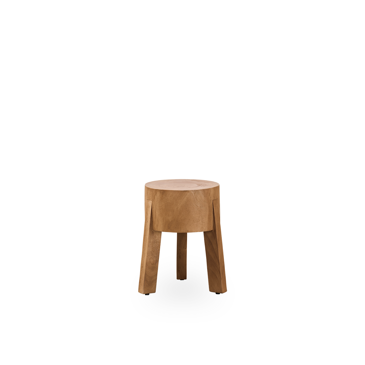 Dette er et nærbillede af Roger Stool i teak indoor.