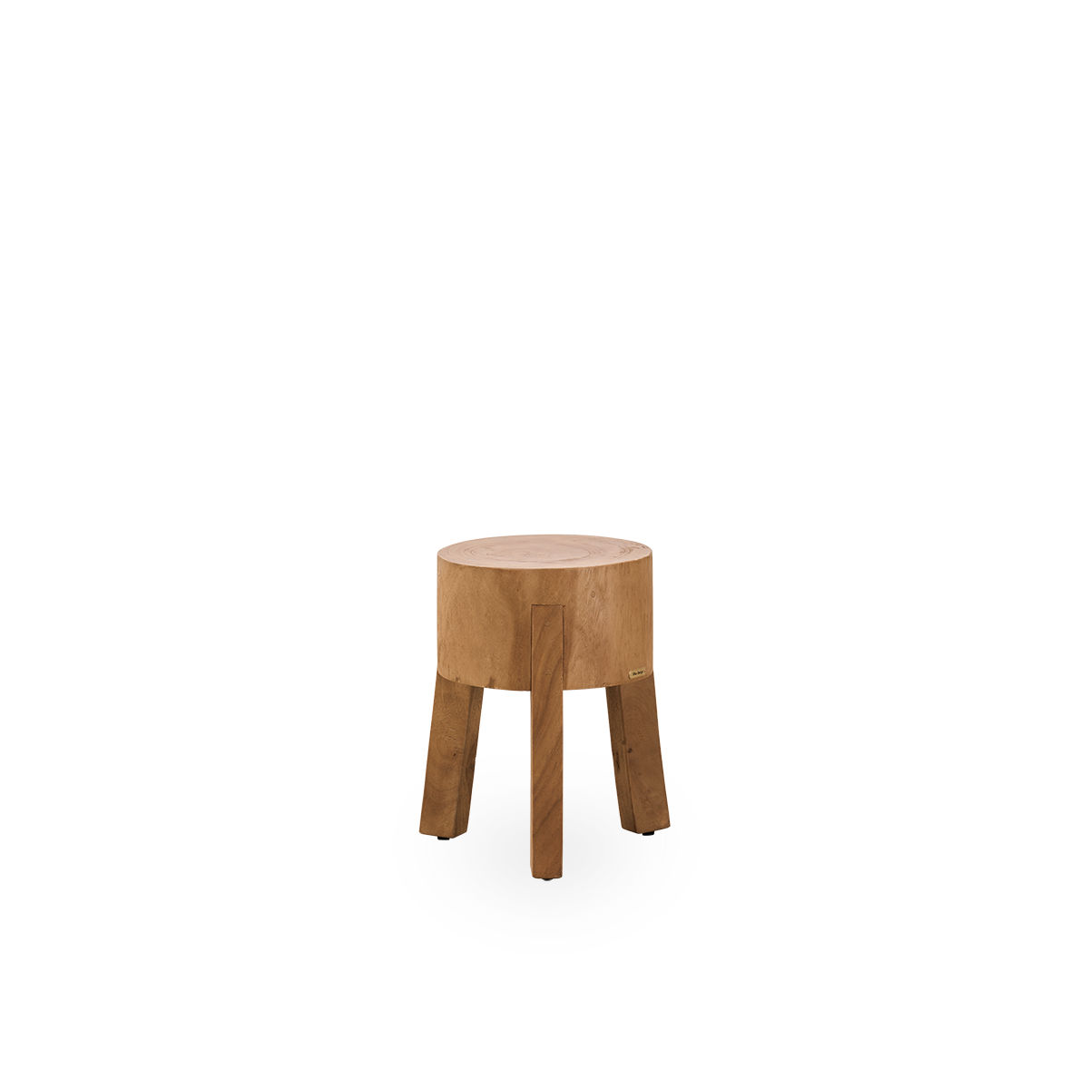 Dette er et nærbillede af Roger Stool i teak indoor.