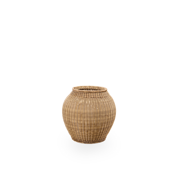 Ellis udendørskurv i kastanjefarve, håndflettet af 70% genanvendt og 30% ny ArtFibre. Ø50 cm.