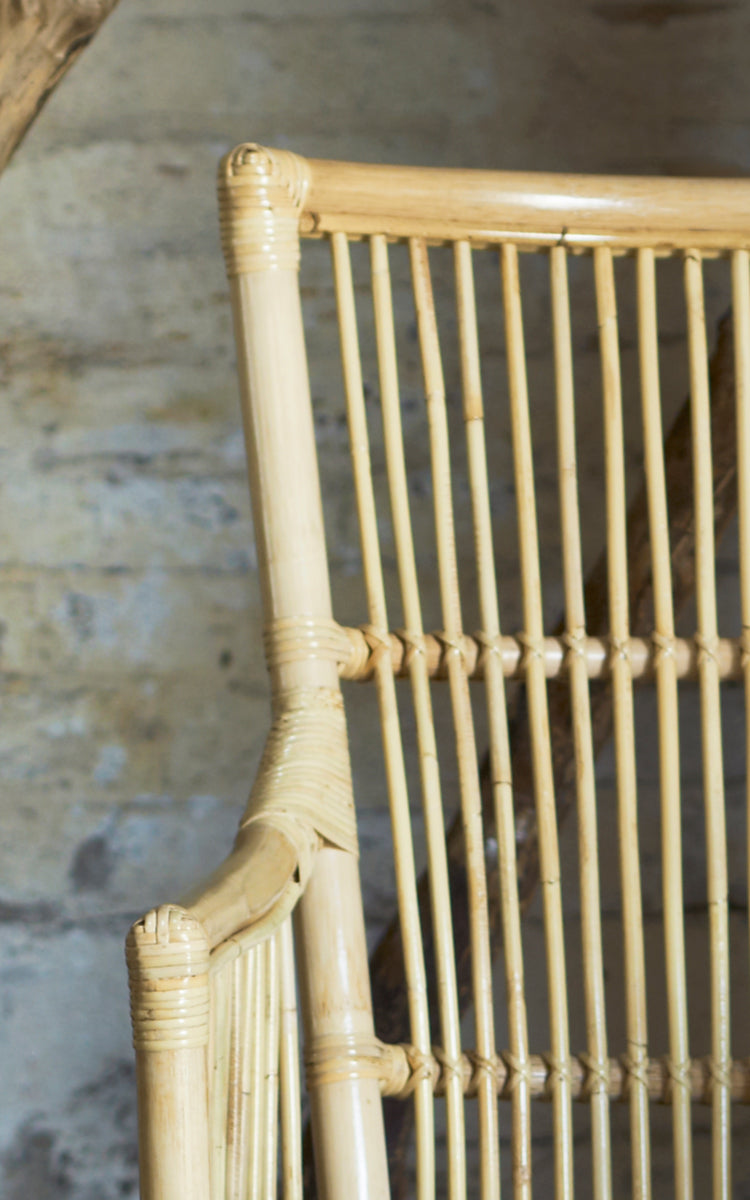 Dette er et nærbillede af Davinci Spisebordsstol i natural rattan.