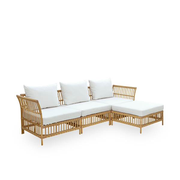 Dette er et nærbillede af Maggie Sofa Corner Module i natural aluminium artfibre.