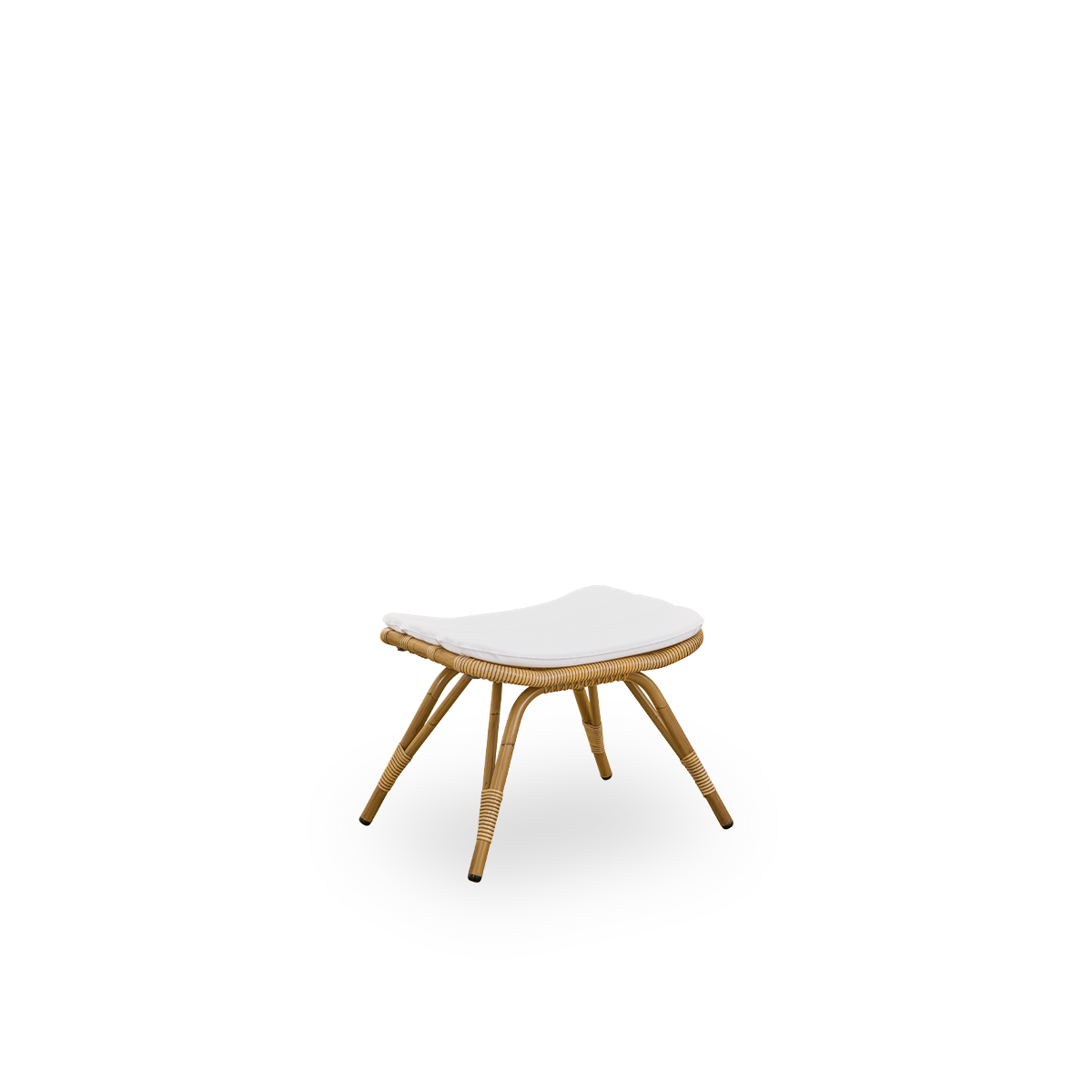 Side view af Monet udendørs fodskammel i Antique brown farve. Aluminiumsramme i rattan-look med ArtFibre-omviklinger.